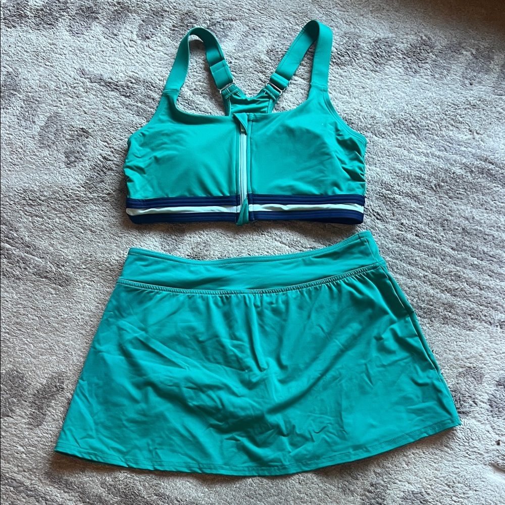 Teal Swim Bikini and Skirt Set